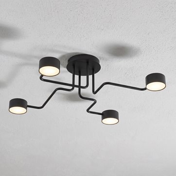 Lampa sufitowa KURAGE 4 BL BLACK plafon, czarna, metal, loft