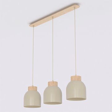 Lampa wisząca VIGO 3 MOKKA nowoczesna, beżowa, metal, drewno