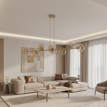 Lampa wisząca MAGNUS 8 MOKKA AMBER nowoczesna, klosz miodowa