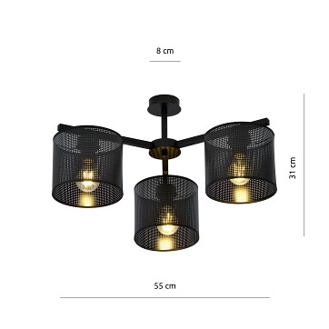 Żyrandol JORDAN 3 BLACK abażury czarne