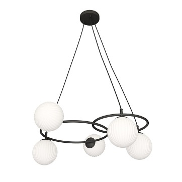 Lampa wisząca LIBRA 5 BL OPAL, design, klosz, biały, czarny