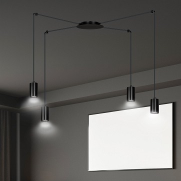 Lampa wisząca TRAKER 4 BL/BLACK nowoczesna, pająk, czarna