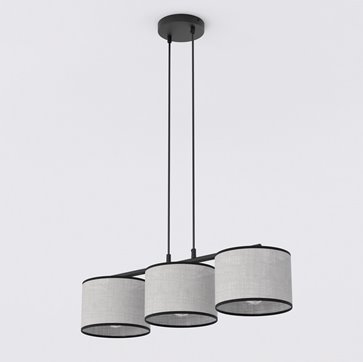 Lampa wisząca ECO 3 BL GRAY klasyczna, abażur, szara