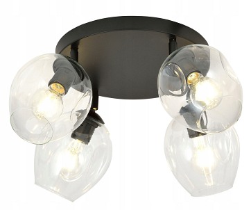 Lampa sufitowa FLOW 4 TRANSPARENT loft klosz czarna