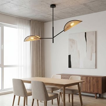 Lampa sufitowa VENE 2 BLACK/RATTAN nowoczesna, boho, rattan