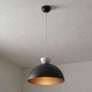 Lampa wisząca LUNARO 1L BL BLACK/WHITE loft, czarna, metal