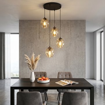 Lampa wisząca ISTAR 4 BL PREMIUM MIODOWY loft klosz bursztyn