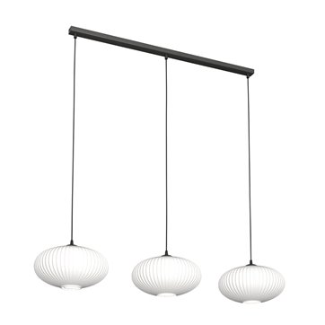 Lampa wisząca COCO 3 BL OPAL, duży klosz, biała, czarna