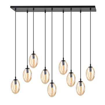 Lampa wisząca ASTRAL 9 BL MIODOWY klosze czarny/bursztyn