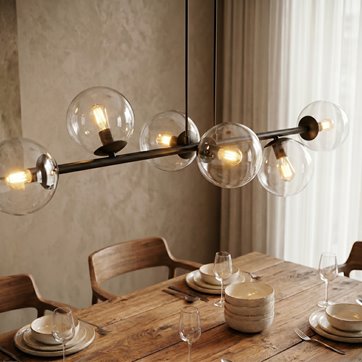 Lampa wisząca ROSSI 6 BL TRANSPARENT klosz czarna