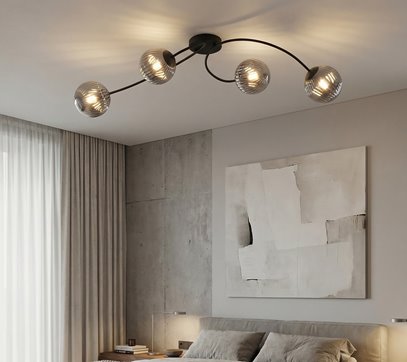 Lampa sufitowa VIBRA 4 BL GRAFIT plafon, klosz grafit czarny