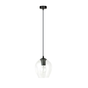 Lampa wisząca ISTAR 1 BL TRANSPARENT loft, klosz, czarna