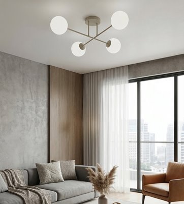 Lampa sufitowa ROMA 4 MOKKA OPAL nowoczesna, klosz, beżowa