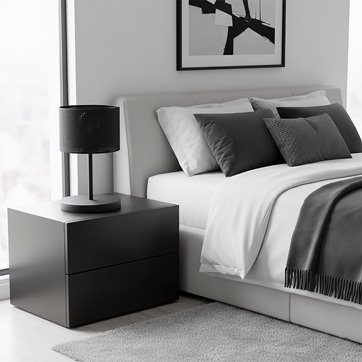 Lampka nocna LUX LN1 BLACK abażur, czarna, klasyczna