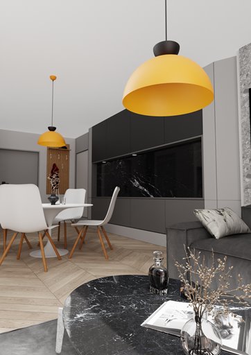 Lampa wisząca LUNARO 1L BL ORANGE loft, pomarańczowa, metal