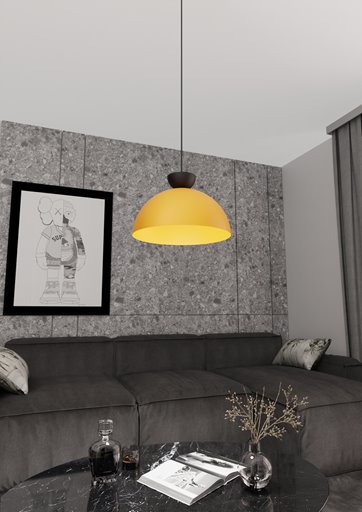 Lampa wisząca LUNARO 1L BL ORANGE loft, pomarańczowa, metal