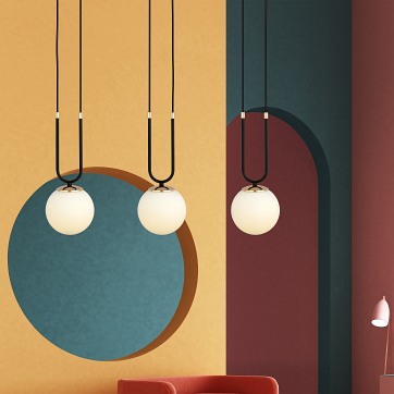 Lampa wisząca GLAM 3 BL/OPAL glamour czarna/biała/złota