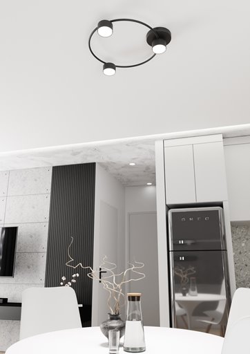 Lampa sufitowa LUCIO 3 BL BLACK plafon, czarna, metal, loft