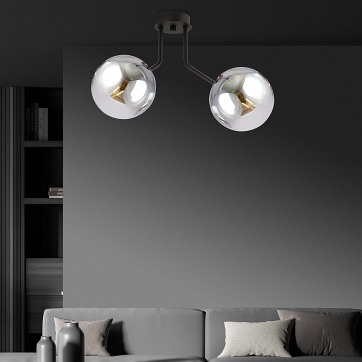 Lampa sufitowa NOVA 2 BL/GRAFIT kule klosze czarna/grafit