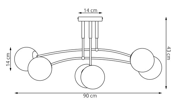 Lampa sufitowa PREGOS 6 MOKKA AMBER klasyczna, klosz, beżowa