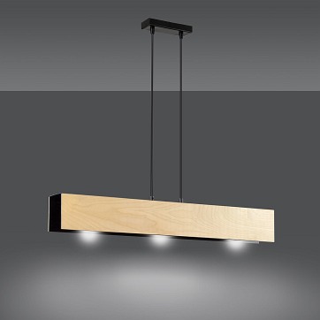 Lampa wisząca CARLO 3 BLACK skandynawska, drewno, czarna