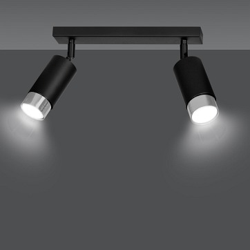 Lampa sufitowa HIRO 2 BL/CHROME tuby, metal, czarny/chrom