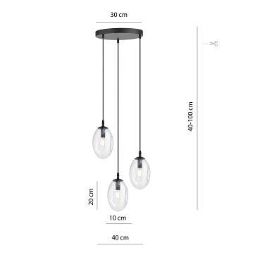 Lampa wisząca ASTRAL 3 BL PREMIUM TRANSPARENT klosze DESIGN