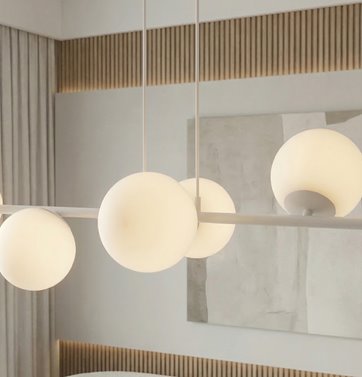 Lampa wisząca MAGNUS 6 GRAY OPAL nowoczesna, klosz, szara