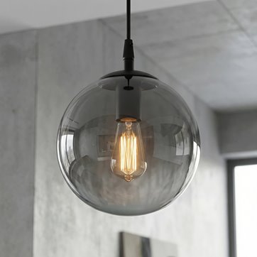 Lampa wisząca COSMO 1 BL GRAFIT loft, klosz grafit, czarna