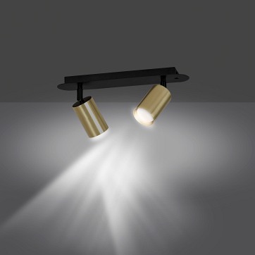 Lampa sufitowa ZEN 2 BLACK minimalistyczna tuba czarno/złota