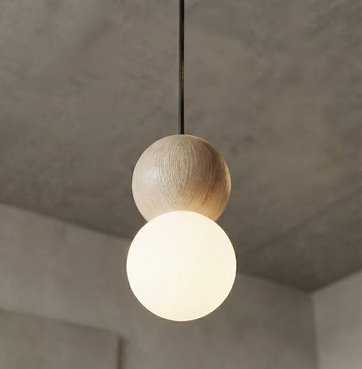 Lampa wisząca LOOP 3 BLACK nowoczesna, czarna, drewno, klosz