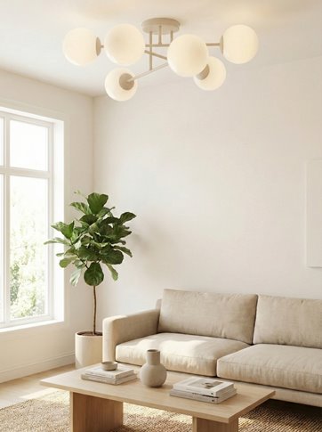 Lampa sufitowa ROMA 6 MOKKA nowoczesna, klosz, beżowa, biała