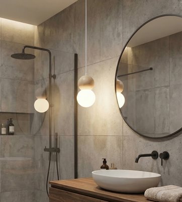 Lampa wisząca LOOP 1 WHITE nowoczesna, biała, drewno, klosz