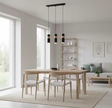Lampa wisząca AKARI 3 BLACK skandynawska tuby drewno czarna