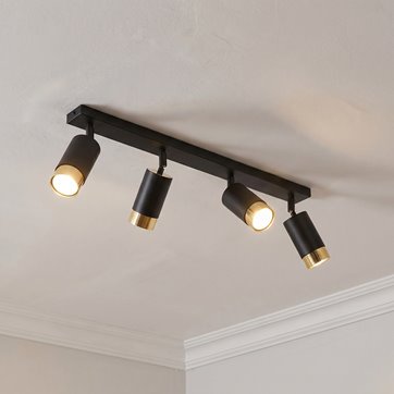 Lampa sufitowa HIRO 4 BL/GOLD tuby, metal, czarno/złota