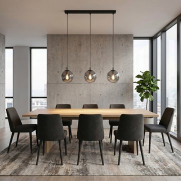 Lampa wisząca COSMO 3 BL GRAFIT loft, klosz grafit, czarna
