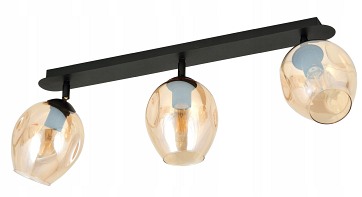 Lampa sufitowa FLOW 3 BL MIODOWY loft klosz czarna bursztyn
