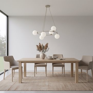 Lampa wisząca AZURA 6 MOKKA OPAL nowoczesna, klosze, beżowa