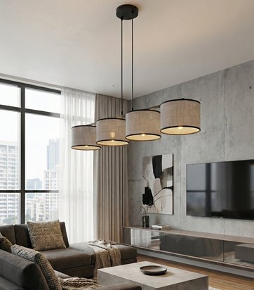 Lampa wisząca ECO 4 BL GRAY klasyczna, abażur, szara