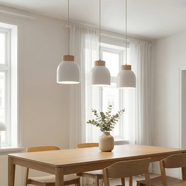 Lampa wisząca VIGO 3 WHITE nowoczesna, biała, metal, drewno