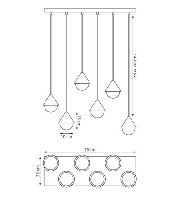 Lampa wisząca GIRO 6 BL WHITE nowoczesna, czarna biała metal