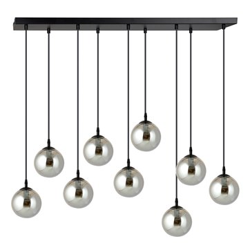Lampa wisząca COSMO 9 BL GRAFIT loft, klosze grafit, czarna