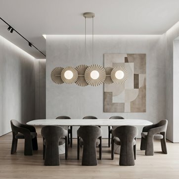 Lampa wisząca UMBRA 6 MOKKA OPAL loft, beżowa, metal, fala