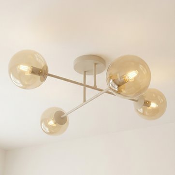Lampa sufitowa ROMA 4 MOKKA AMBER nowoczesna, klosz, beżowa