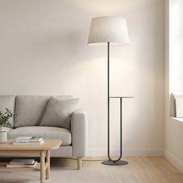 Lampa podłogowa HOTEL LP1 GRAY abażur, szary, klasyczna