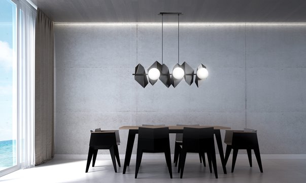 Lampa wisząca DRIFTON 6 BLACK nowoczesna klosz biało/czarna
