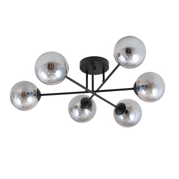 Lampa sufitowa ROMA 6 BL nowoczesna, klosz, czarno/grafitowa