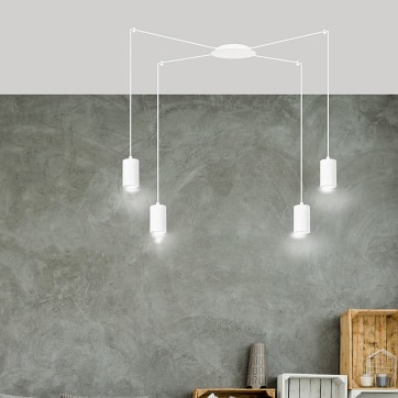 Lampa wisząca TRAKER 4 WH/WHITE nowoczesna, pająk, biała