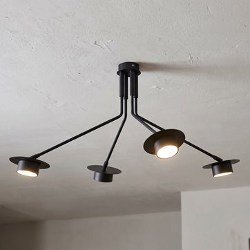 Lampa sufitowa MIZU 4 BL BLACK plafon, czarna, metal, loft