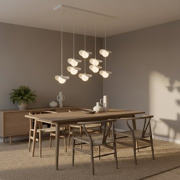 Lampa wisząca RITUAL 9 WHITE nowoczesna, biała, metal